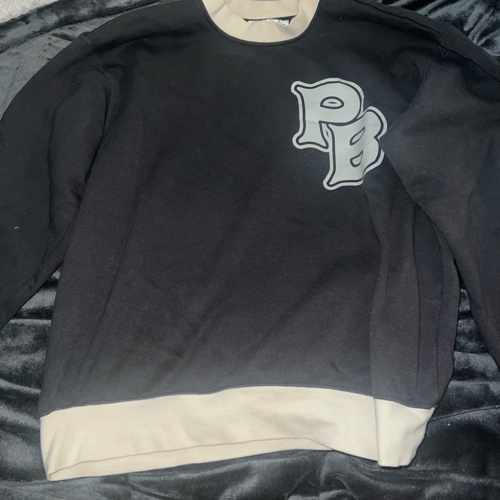 PLAYBOY Black and Cream Crewneck Sweater with Varsity Logo